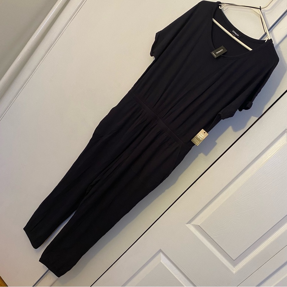 NWT Express navy blue short sleeve jumpsuit, size L